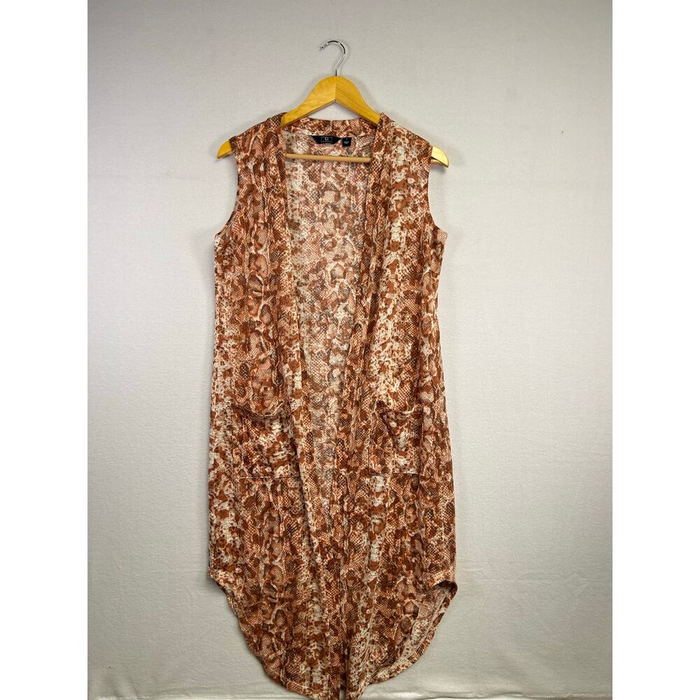 Woman's G By Giuliana Sleeveless Snake Prink‎ Hacci Knit Duster Size Small Boho